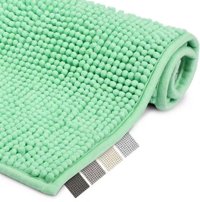 Produktbild von Ibenzoa® Badematte 50 x 80 cm – Chenille‑Mikrofaser, 15 mm, hochsaugfähig & rutschfest, waschbar 40°C, für Badezimmer & Fußbodenheizung,