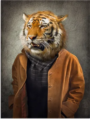 Produktbild von MuchoWow® Poster Tiger - Kleidung - Porträt 30x40 cm - Wandplakat - Poster Kinderzimmer