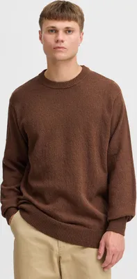 Image de Pull-over en maille épaisse pour homme Solid SDIke, col et poignets côtelés, mélange de coton, coupe décontractée