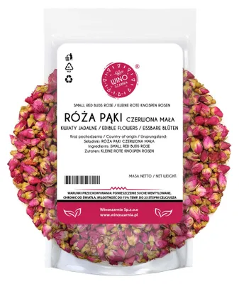 Zdjęcie produktu dla Suszone Pąki Róży Czerwone Małe Kwiaty Jadalne 50g