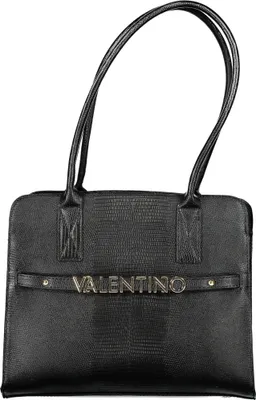 Produktbild von Stilvolle schwarze Damen-Schultertasche mit Fächern und Kontrastdetails