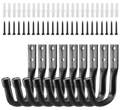 Productafbeelding van 9-delige wandhaken, zware garagehaken, robuuste wandbevestiging, universele haken, ladderhaken, garagehaken, garagehaken, geschikt voor het ophangen van duurzame objecten