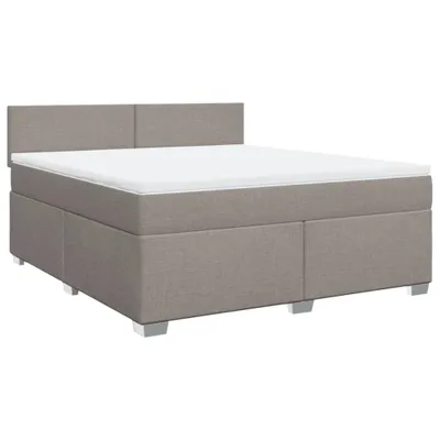 Image de vidaXL Lit boxspring avec matelas Taupe 180x200 cm Tissu