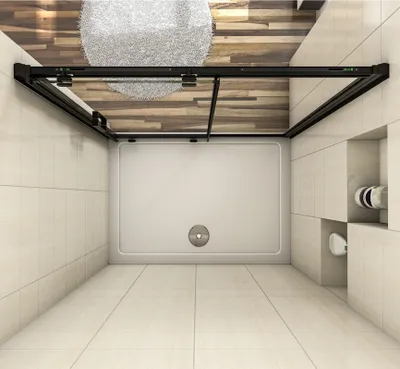 Produktbild von 140x195cm Duschabtrennung Schiebetür Duschkabine Duschwand Dusche 8mm NANO GLAS schwarz