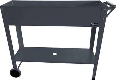 Immagine prodotto di AXI Tavolo da coltivazione in metallo antracite con ruote e ripiano | Fioriera rialzata su gambe per giardino / balcone / terrazza | 100 x 30 x 80 cm