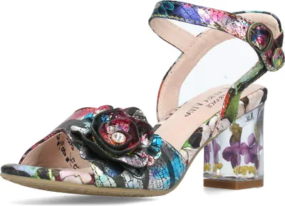 Produktbild von Laura Vita Damen Sandalette schimmernde Blüte und Tragekomfort Leder LUCIEO-25, Größe:37 EU, Farbe:Schwarz