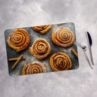 Produktbild von Tischset 6x45x30 cm + 6x10fi cm Platzset Tischmatte Platzmatte Untersetzer - süße Zimtrollen