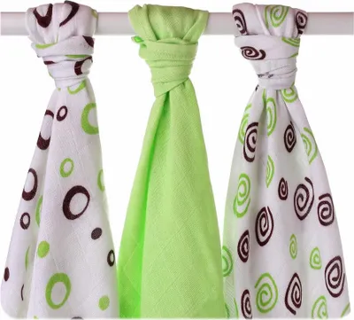 Produktbild von XKKO Bamboo Mullwindel 70x70 3er-Set Mix Lime