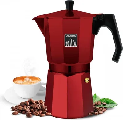 Obrázek produktu pro Cecotec Mokclassic 300, Moka konvička, 0,15 l, Červená, Hliník, 3 hrnků, Mletá káva