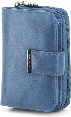 Produktbild von Kompakte Damen Geldbörse, Portemonnaie-Damen, mittelgroß, Kunstleder (Blau)