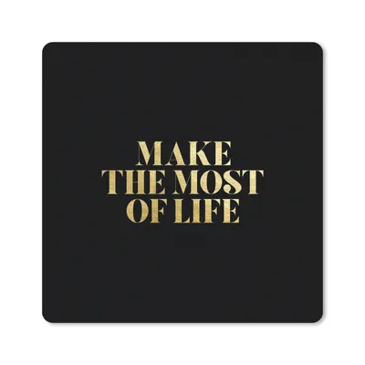Produktbild von MuchoWow® Mauspad Mousepad Zitat - Leben - Gold - Schwarz 30x30 cm - Mousepads - Maus Mat - Pad - Mausunterlage - Gaming