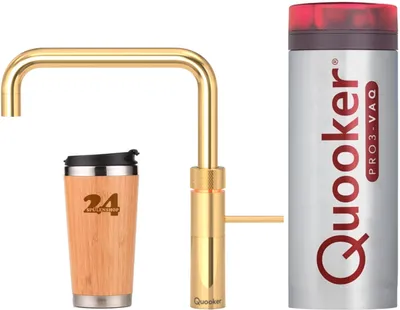 Obrázek produktu pro QUOOKER FUSION Square VAQ PRO3 24 carat Gold Edition 100°C dřezová baterie (3FSGLD) Dřezová baterie s funkcí 100°C vroucí vody Včetně termohrnečku