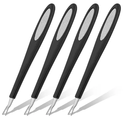 Produktbild von Nagelhautschieber Nagelhautentferner Nagelhautschneider - Edelstahl und Kunststoff - Doppelseitig - Schwarz - 4 Stück