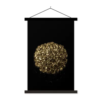 Produktbild von MuchoWow® Textilposter Blume - Schwarz - Blatt 60x90 cm mit schwarzem Rahmen - Poster Wohnzimmer