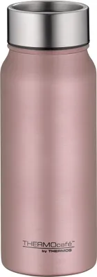 A rose gold THERMOS drinking mug with a silver lid, shown against a white background.