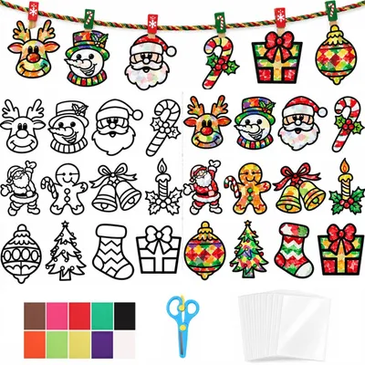 12er-Set Fensterbilder Weihnachten Bastelset für Kinder