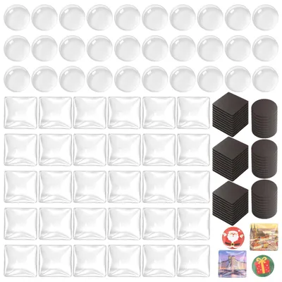 DIY Fotomagneten Set, transparent, 25+30 mm, 60 Stück