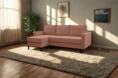 Produktbild von Kaiser Möbel Ecksofa mit schlaffunktion und bettkasten, Ecksofa L-Form, Eckcouch L-Form KEBI stoff Curio Rosa Links
