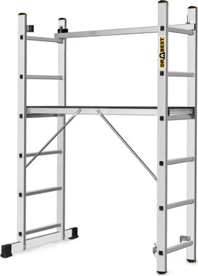 Zdjęcie produktu dla Drabest | Rusztowanie aluminiowe, rusztowanie aluminiowe 2x6, drabina - rusztowanie, nośność platformy: 150 kg, wymiary platformy: 46 x 150 cm