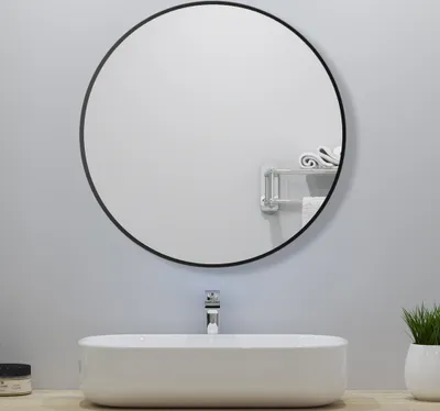 Produktbild von Wandspiegel D3 Serie,Rund Spiegel 70 cm,Badspiegel mit Schwarz Rahmen