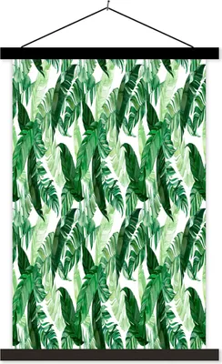 Produktbild von MuchoWow® Textilposter Vintage - Blätter - Pflanzen 40x60 cm mit schwarzem Rahmen - Wanddekorationen