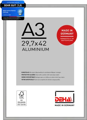 Produktbild von DEHA Design Aluminium Bilderrahmen Boston, 29,7x42 cm (A3), Silber Matt