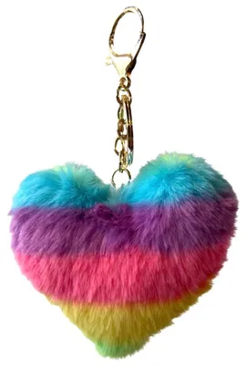 Produktbild von Schlüsselanhänger Plüsch-Herz-Regenbogen-Druck-Taschenanhänger