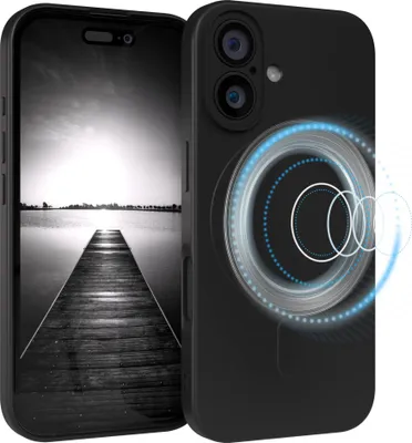 Produktbild von EAZY CASE - Silikonhülle magnetisch für Apple iPhone 16, Hülle Silikon, weich stoßfeste Magnet Handyhülle, Schutzhülle mit Kameraschutz, TPU Bumper in Schwarz