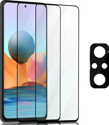 Produktbild von 2-Pack Xiaomi Redmi Note 10 Pro Displayschutzfolie und 1-Pack Linsenschutz – gehärtetes Glas 9H – Super-Qualität 3D