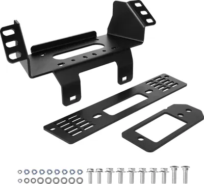 Image de VEVOR Plaque de montage du treuil de remorque, capacité 907-1633 kg, support pour 2010-2021 modèles Polaris Ranger Rescue, avec montage à 3 trous, acier revêtu par poudre, noir