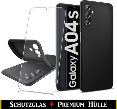 Produktbild von Für Samsung Galaxy A04s Silikon Schwarz Schutz Hülle + HD Panzerglas Schutzglas