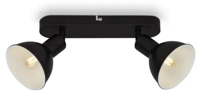 Image de Plafonnier Spot vintage pivotant et orientable 2xE14 25W noir Briloner