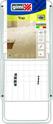 Image de Gimi Top, Sèche-linge pliant, Acier, Blanc, 20 m, 1990 mm, 550 mm