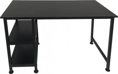 Produktbild von Schreibtisch-Computertisch - mit Ablagefächern - schwarzes Metallholz - 110 cm breit