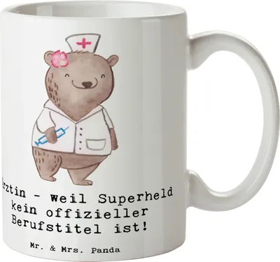 Produktbild von Mr. & Mrs. Panda Kaffeebecher Ärztin Superheld - Weiß - Geschenk, Heilung, kreative Geschenke, Tasse, Hingabe, Becher, Wissenschaft, Berufsliebe, Therapie, Berufsprodukte