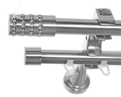 Produktbild von Rohr + Innenlauf Gardinenstange Ø 20mm Edelstahl Look 2-läufig Wandträger H60 RI
