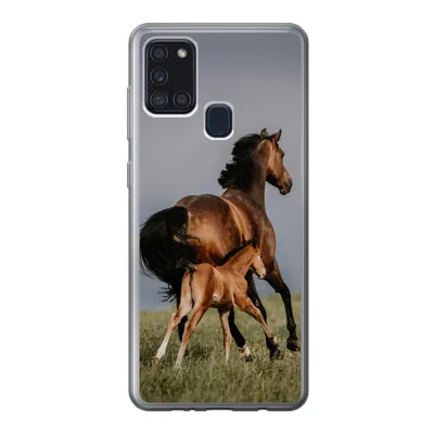 Produktbild von MuchoWow® Handyhülle Schutzhülle Hülle für Samsung Galaxy A21s Tiere - Pferde - Fohlen Silikon Softcase Handy Hülle - Hartschale