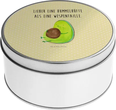 Produktbild von Mr. & Mrs. Panda Dose Avocado Pfeifen - Gelb Pastell - Geschenk, keksdosen, metalldosen, gebäckdose, Diät, Gesund, Abnehmen, Schwanger, Vorratsdosen, Ernährung
