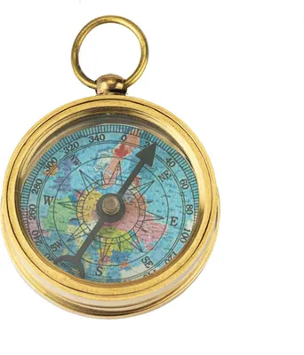 Produktbild von Tragbarer Kompass mit Ring aus Messing 4cm – Maritime Dekoration Kompakt