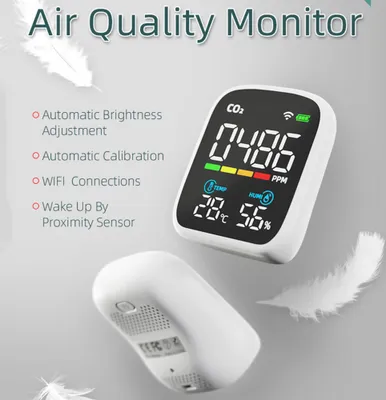Zdjęcie produktu dla PV28-AW Inteligentny mini detektor CO2 WIFI, przenośny monitor jakości powietrza w pomieszczeniach 3 w 1, cyfrowy miernik temperatury i wilgotności CO2, detektor dwutlenku węgla, zakres pomiarowy 400-5000 PPM, tester CO2 do użytku w domu, samochodzie i podróży