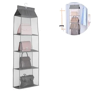 Produktbild von Handtaschen Aufbewahrung, Handtaschen Organizer Hängend mit 4 Fächer Taschenhalter für Taschen Wohnzimmer, Schlafzimmer, zu Hause