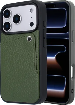 Productafbeelding van Selencia Riva Backcover met Pashouder voor de Apple iPhone 17 Pro - Sage Green