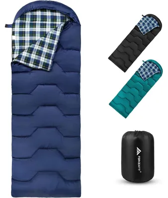 Productafbeelding van Slaapzak, geschikt voor 3-4 seizoenen, -5°C, flanel/polyester, donkerblauw, 220x80 cm