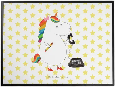 Produktbild von Mr. & Mrs. Panda Schreibunterlage Einhorn Sekretärin - Weiß - Geschenk, Bürokraft, Unterlage Schreibtisch, schreibtischunterlagen, tischschutzmatte, tischmatte, Unicorn