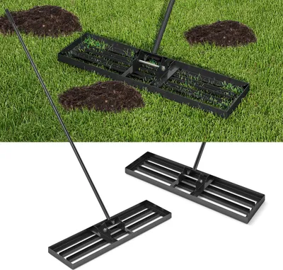 Obrázek produktu pro COSTWAY Kovové hrábě na vyrovnávání trávníku, hrábě na trávník s ergonomickou rukojetí, nářadí na vyrovnávání povrchu trávníku, 91 cm x 25 cm, černá barva