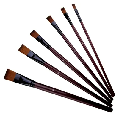 Produktbild von 6-teiliges Flachpinsel-Set aus Nylonhaar für Aquarell, Acryl und Ölfarbe