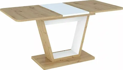 Produktbild von Ausziehbarer Esstisch 120/160 cm Nigel weiß/Eiche artisan