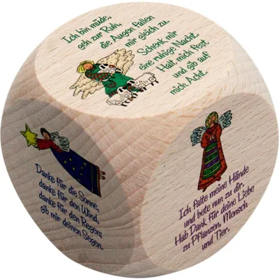Produktbild von Gebetswürfel Abendgebete für Kinder und Erwachsene aus Holz Taufe Kommunion 5990 60 mm