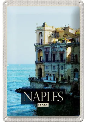 Produktbild von Blechschild Reise 20x30cm Naples Italy Neapel Panorama Meer