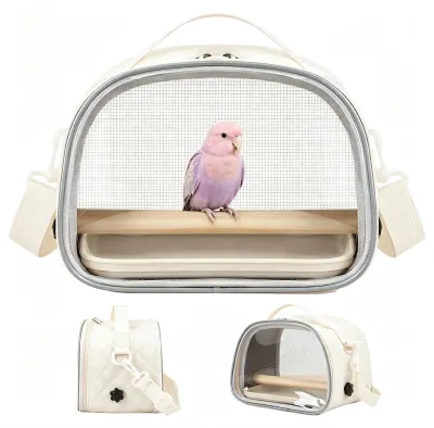 Imagen del producto de Transportador portátil para aves, ideal para mascotas pequeñas, color beige